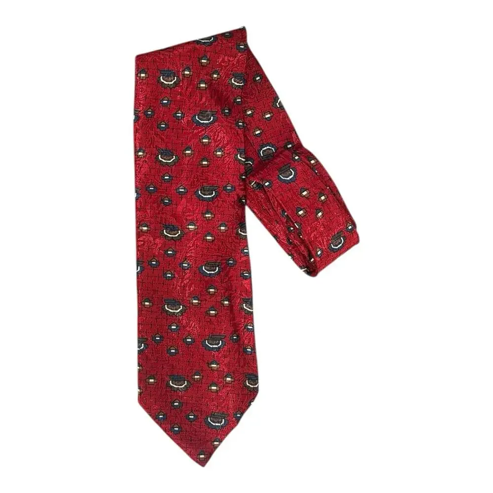 Vintage Christian Dior Monsieur Red Floral Silk Necktie